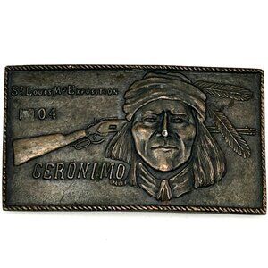 Vintage Geronimo 1904 Worlds Fair St Louis Exposition Belt Buckle